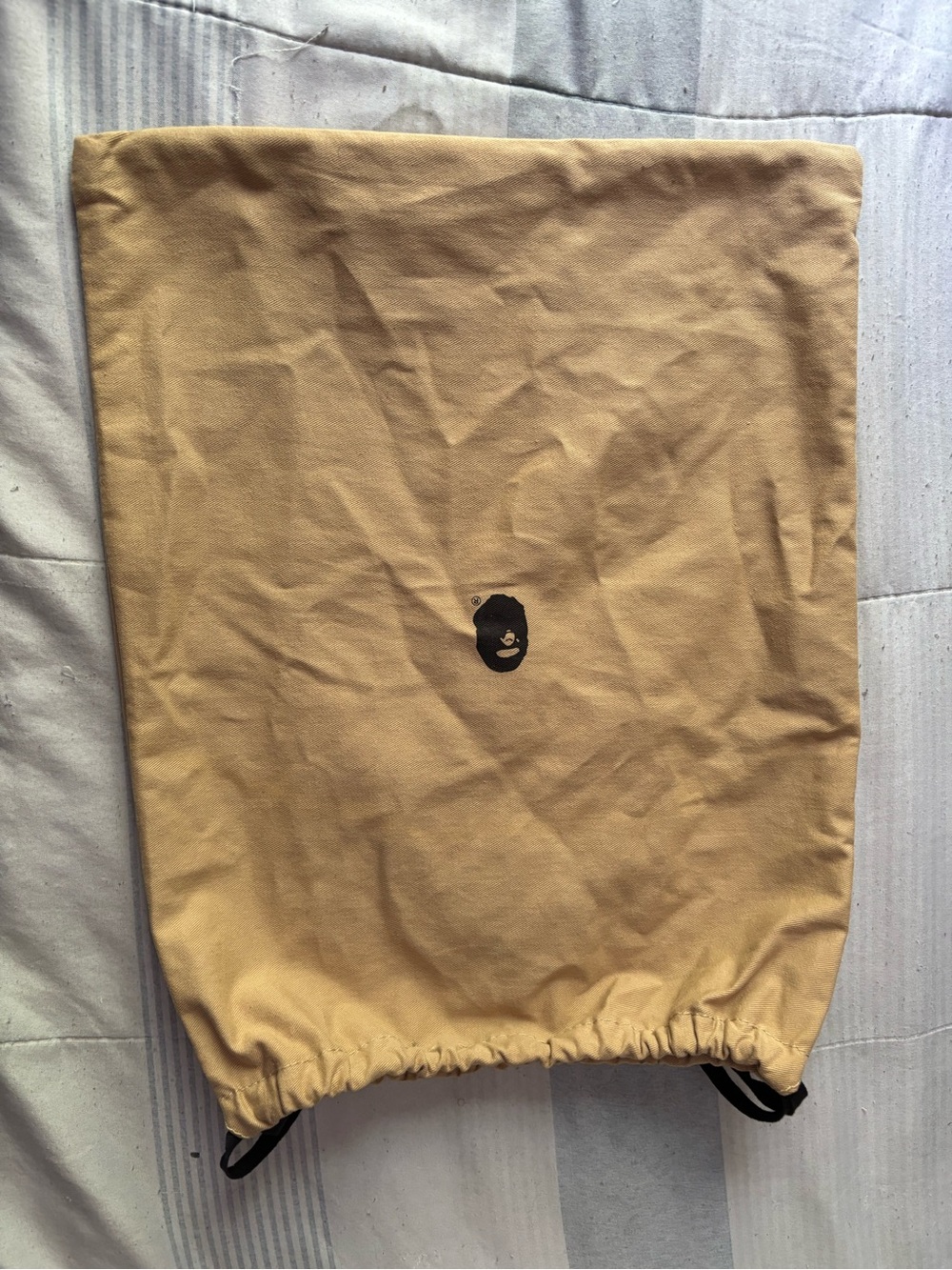 Bape Tan Duffel Bag Dust Cover with Black Ape Head